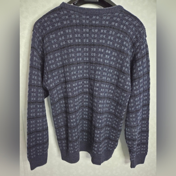 Men's Navy Patterned Sweater - Picture 5 of 5